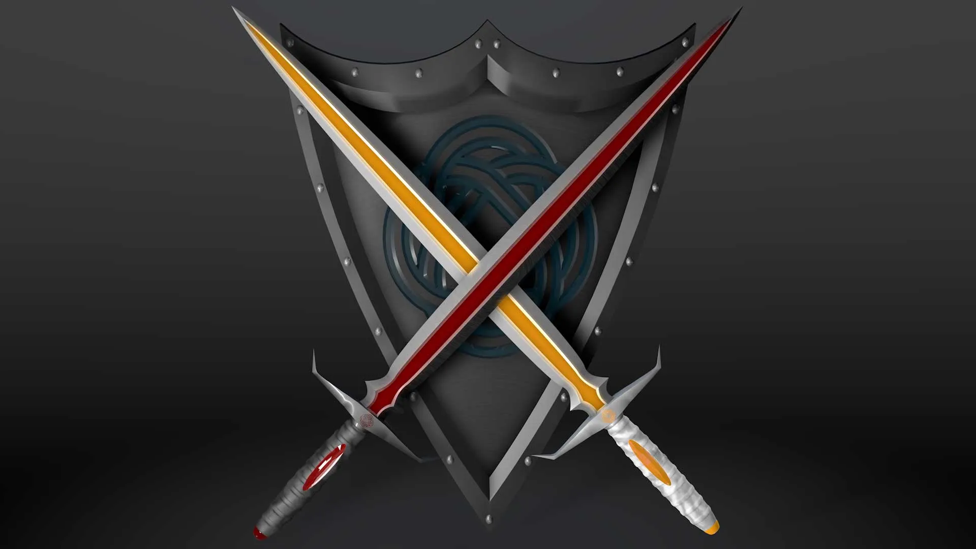 Shield with twin swords