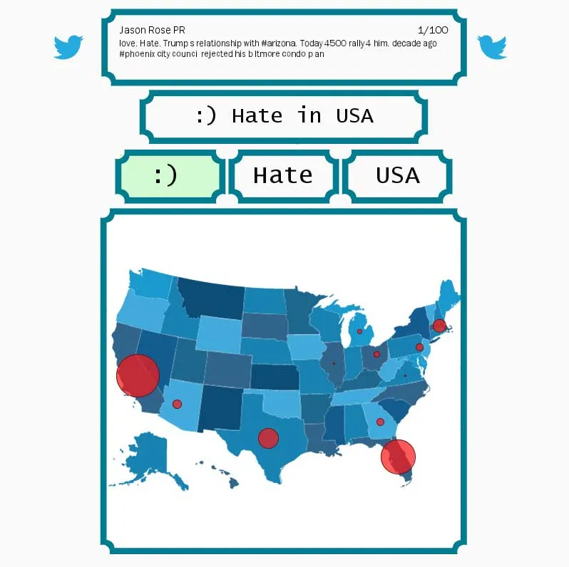 Screenshot of twitter heatmap application 3/4