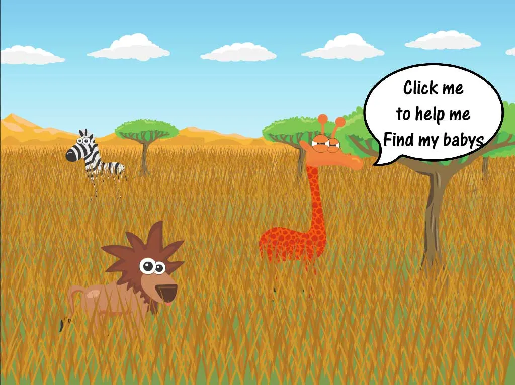 Screenshot of selecting giraffe game