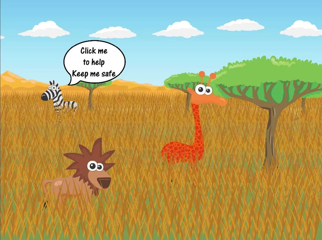 Screenshot of selecting zebra game