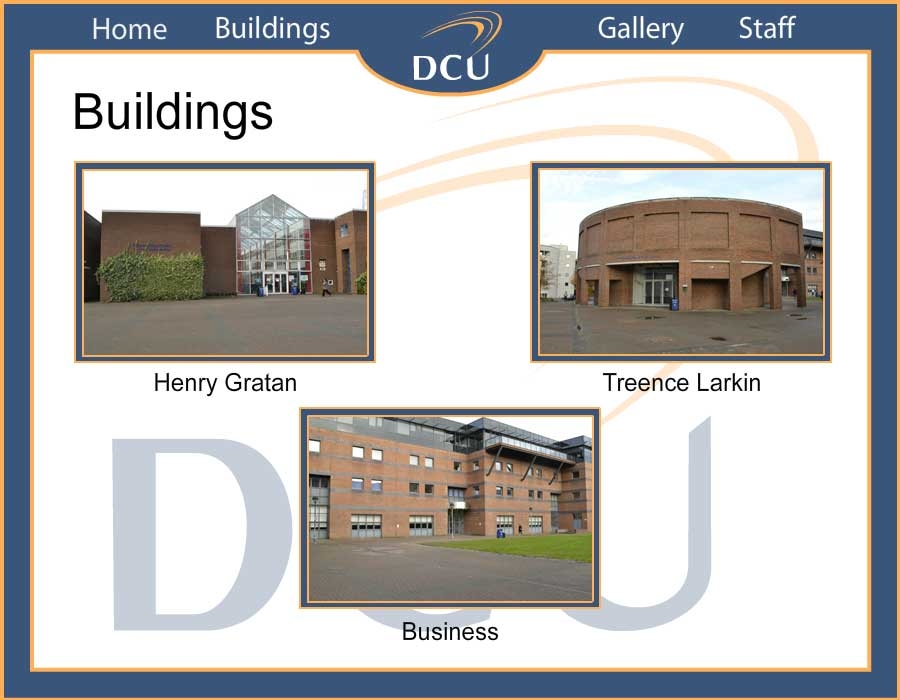 Screenshot of buildings selection page
