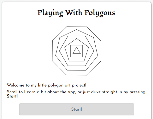 Playing with polygons start screen